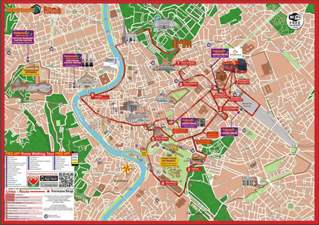 City Sightseeing Rome Sightseeing bus route map 2024